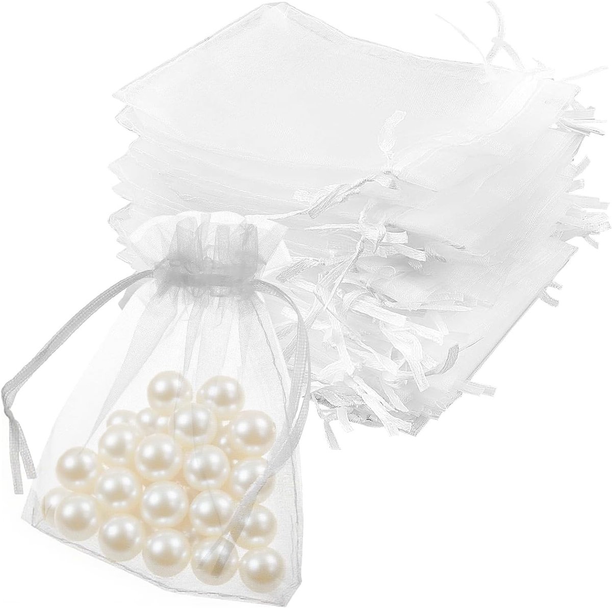 Kleine organzazakjes 7 x 9 cm, 300 stuks, ideaal voor cadeauverpakkingen, snoep en sieraden, met trekkoord