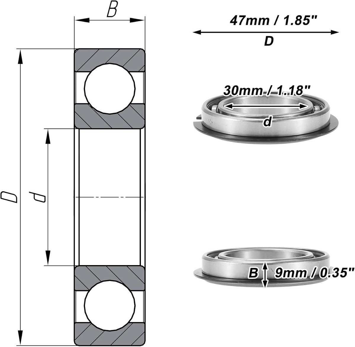 Diepe Groef Kogellager 30x47x9mm P0 Open Type Gesmeerd voor Auto, Scooter en Skateboard Wiel
