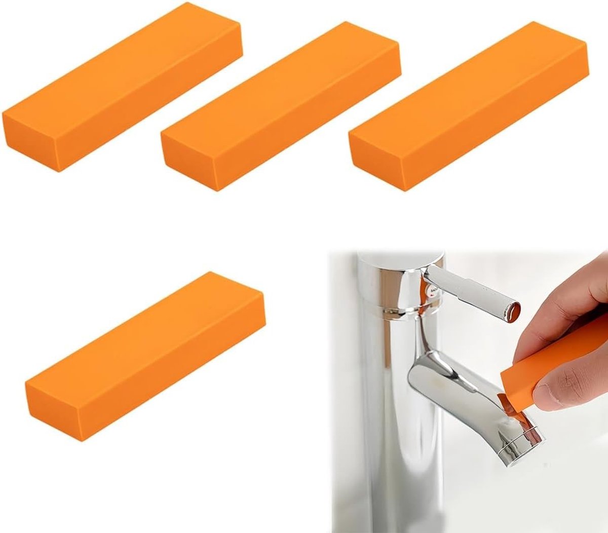 Multifunctionele Schoonmaakgom voor Badkamer en Keuken - Effectieve Verwijdering van Vlekken op Glas, Muren en Kranen - 8x1,3x2,5 cm in Oranje