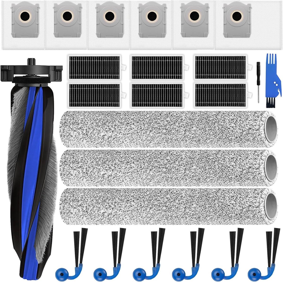 24 Stuks Toebehoren voor Stofzuiger | Onderdelen voor T90 Pro Omni, Hoofdborstel, Rolmoppen, Filters en Stofzakken