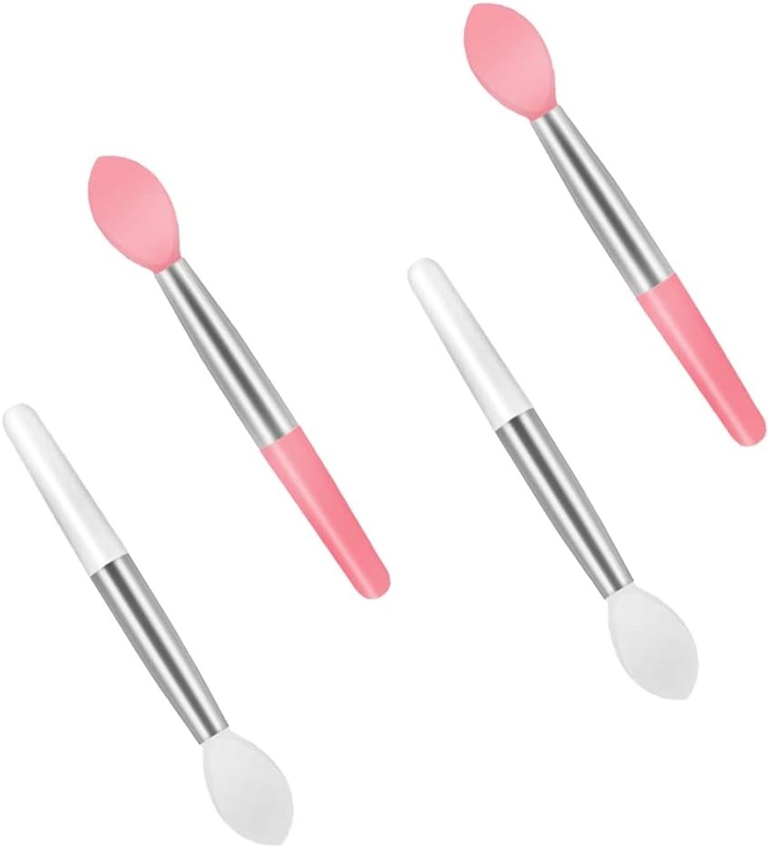 Set van 4 Silicone Lip Brushes voor Lipstick Applicatie - Mini Make-up Kwasten en Draagbare Lipgloss Applicators