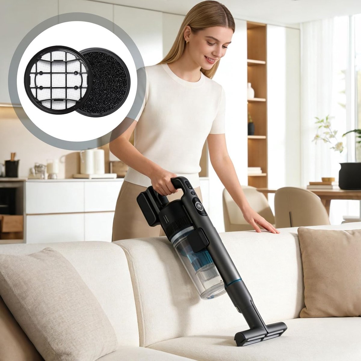 Wasbare en Herbruikbare HEPA Vervangfilter voor Stofzuigers, Geschikt voor Diverse Modellen, Set van 4 Filters voor Optimale Luchtkwaliteit en Allergieën