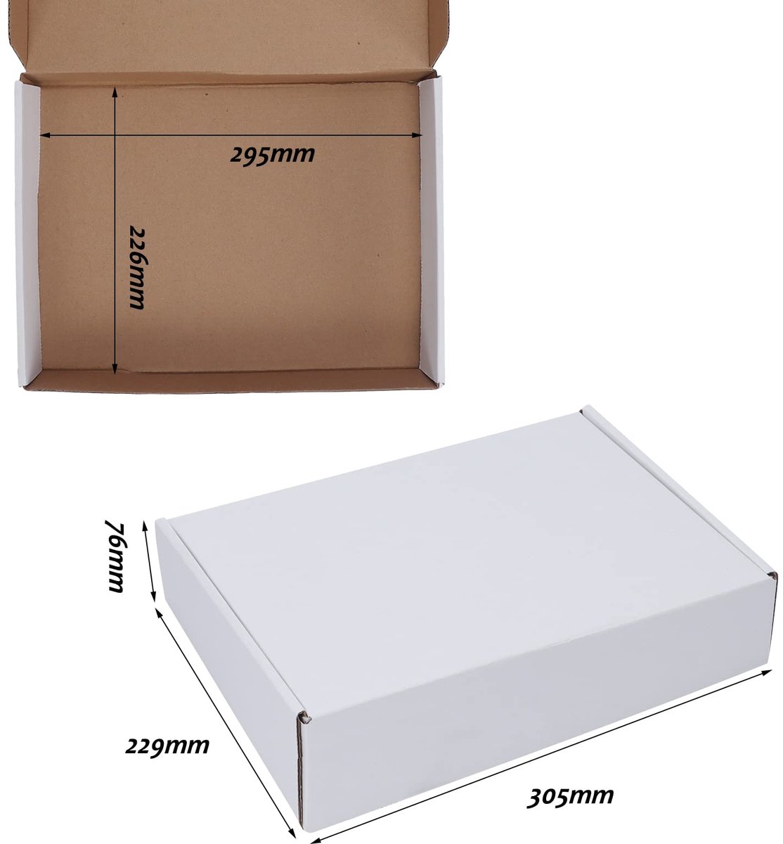 SnelShoppen - Giftgarden Kartonnen Verzenddozen 30 x 23 x 7 cm - 20 Pack Witte Gegolfde Postdozen voor Verzending, Opslag en Cadeaus