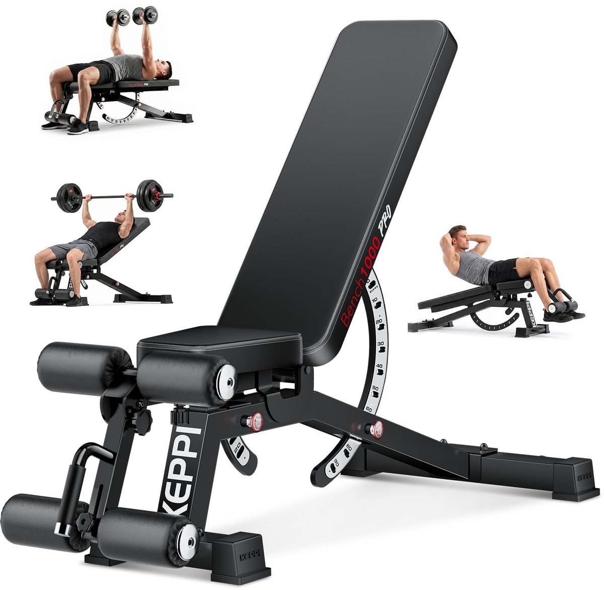 SnelShoppen - Verstelbare Halterbank met 600 kg Capaciteit, Multifunctionele Schuine & Platte Bank voor Krachttraining en Full-Body Workouts – Bench10