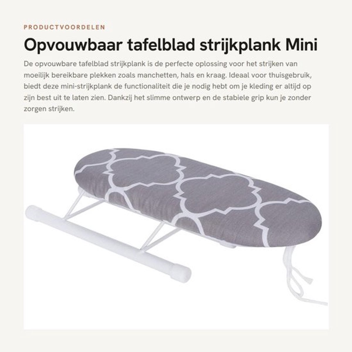 Strijkplank Opvouwbaar - Mini-Strijktafel - Antislip Voetafdekking - Afneembare Hoes - Multifunctioneel voor Manchetten/Kraag