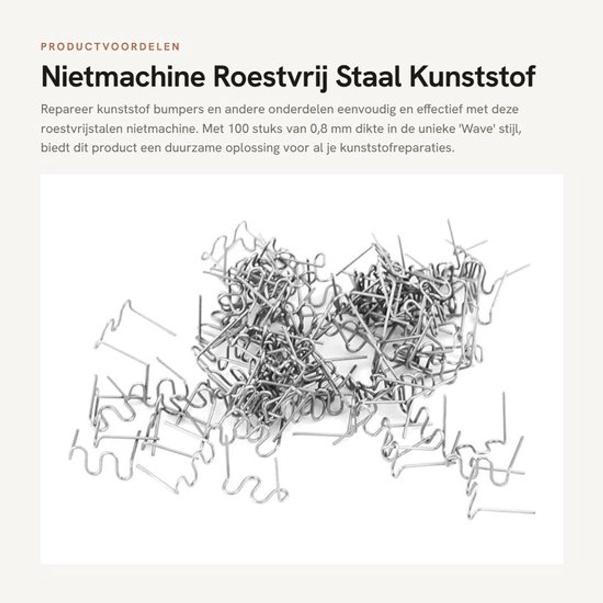 Nietmachine Roestvrij Staal - Bumperreparatie - Lasklemmen 100 Stuks - Diameter 0,8 mm - Hoge Hardheid - Anti-oxidatie