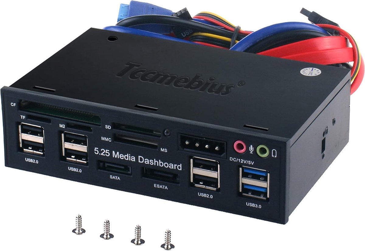 SnelShoppen - Multifunctioneel 5.25 Inch Computer Dashboard Media Front Panel met USB 3.0, e-SATA, SATA, 6x USB 2.0, Audio Poorten en 5-in-1 Kaartleze