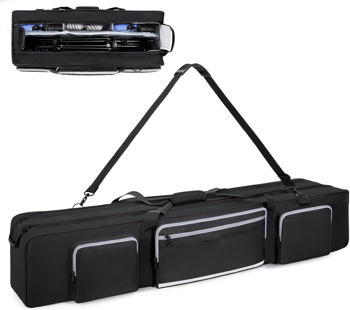 SnelShoppen - Grote Fotografie Statief Tas met Afneembare Gevoerde Scheidingswanden, Schokbestendige Basis voor Camera Statieven en Monopods, Zwart, 1