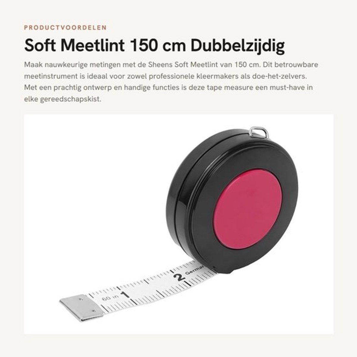 Meetlint 150 cm - Dubbele schaal - Opvouwbaar - Plastic - Rood - Inclusief sleutelring - Meetlat