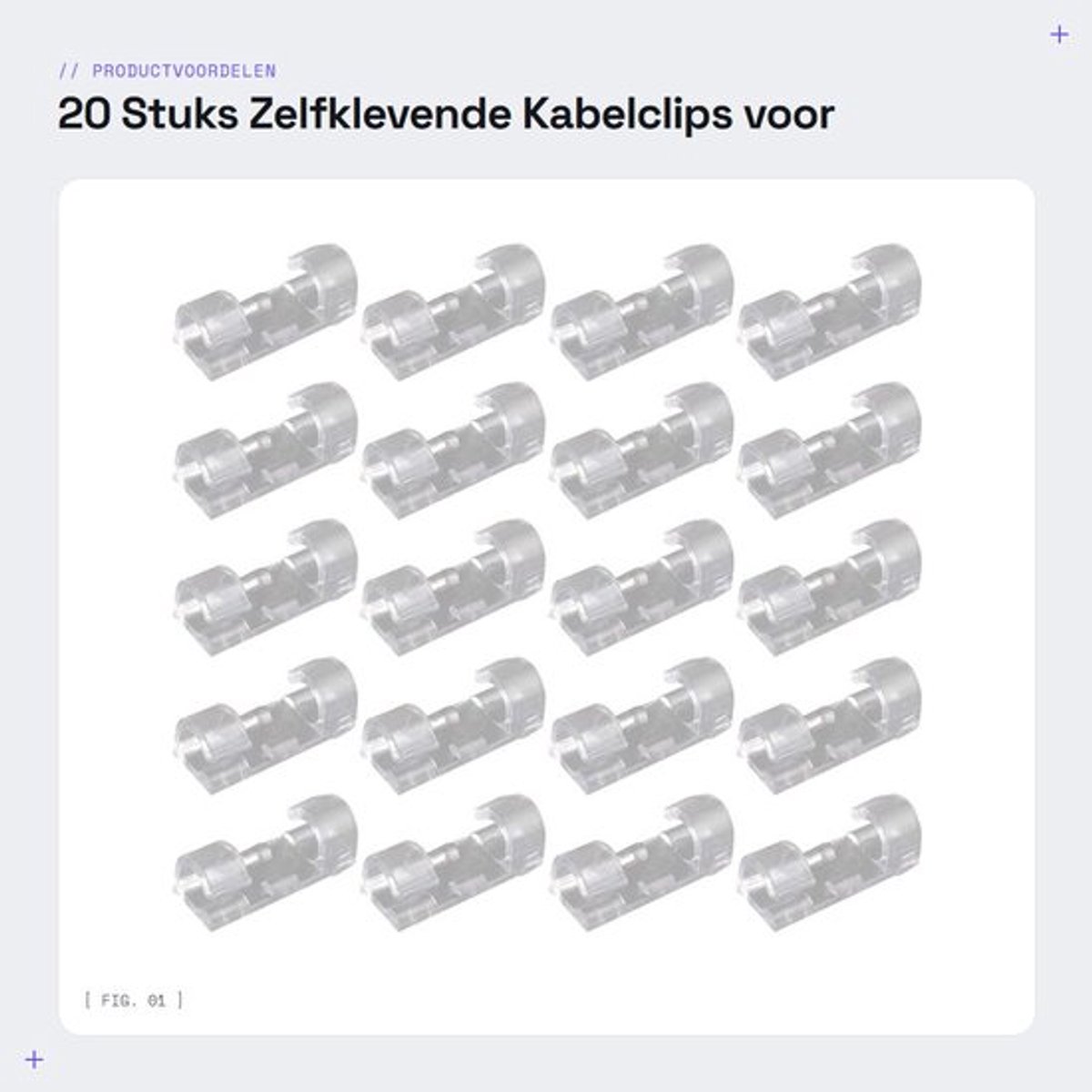 Kabelclips 20 Stuks - Sterke Zelfklevende Klemmen - Duurzaam Kunststof - Kabelbeheer - Ruimtebesparend - Geschikt voor 7 mm Kabels - Kabelhouder