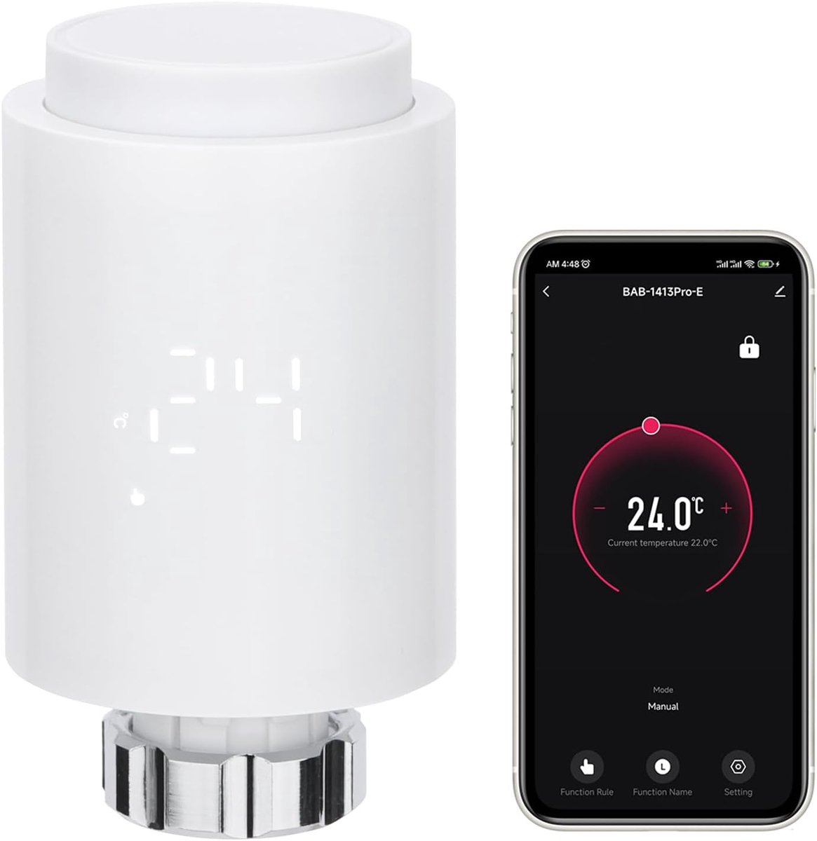 SnelShoppen - Zigbee Thermostaat Radiator Ventiel 1413E - TRV Temperatuurregeling - Raamdetectiefunctie - Alexa & Google Home Stembediening - Tuya Zig