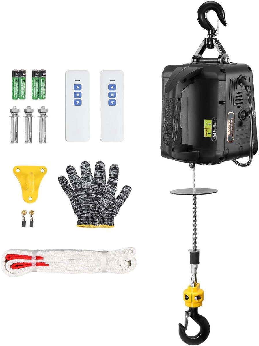 Elektrische Lier - Kabel Lier Hef Lier - Lasten Verplaatsen - 2-in-1 Bediening - 498.95 kg - Zilver