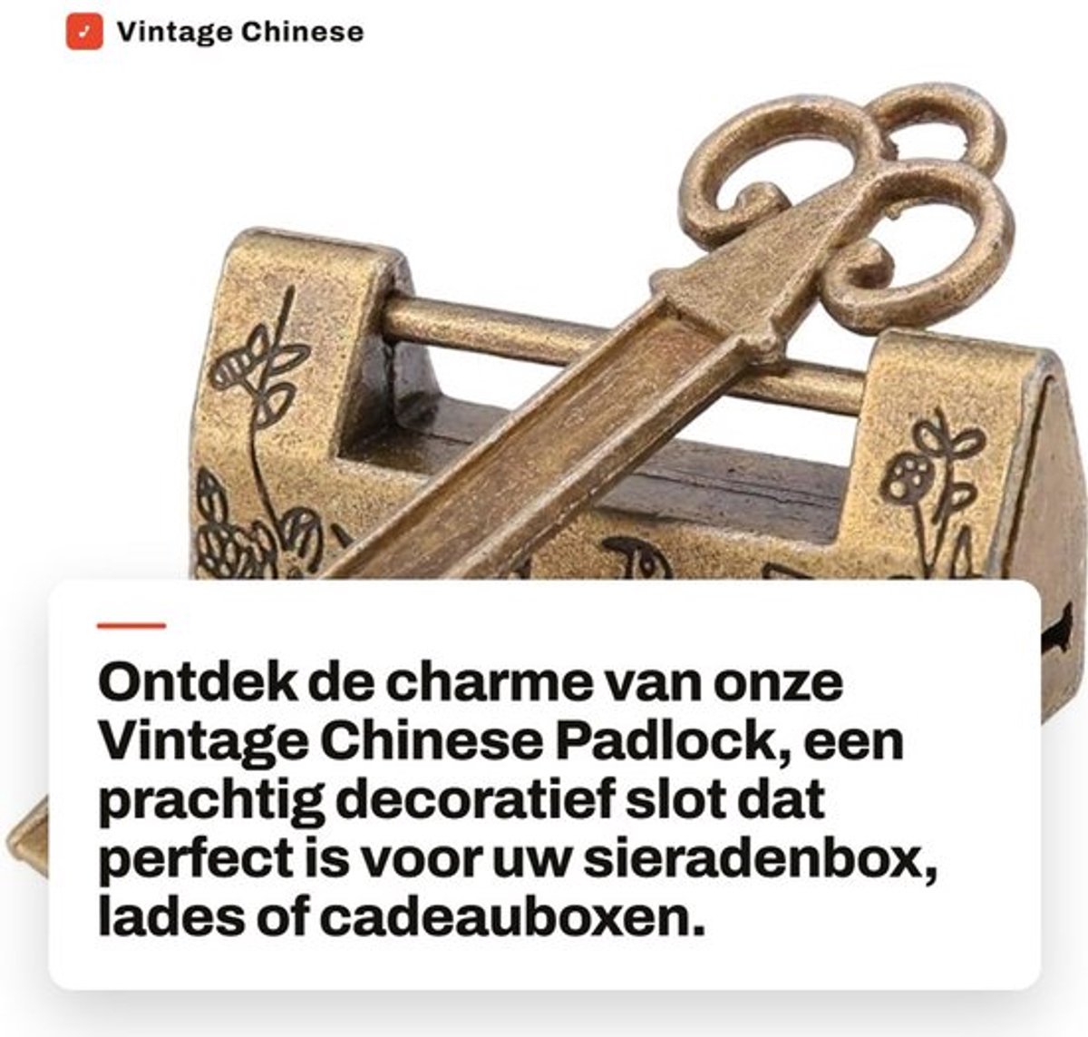 Hangslot Retro Design - Hangslot voor Sieraden - Hangslot voor Mini Kasten - Hangslot voor Lades - Hangslot voor Cadeau Dozen - Hoogwaardige Zink Legering - Decoratief Slot