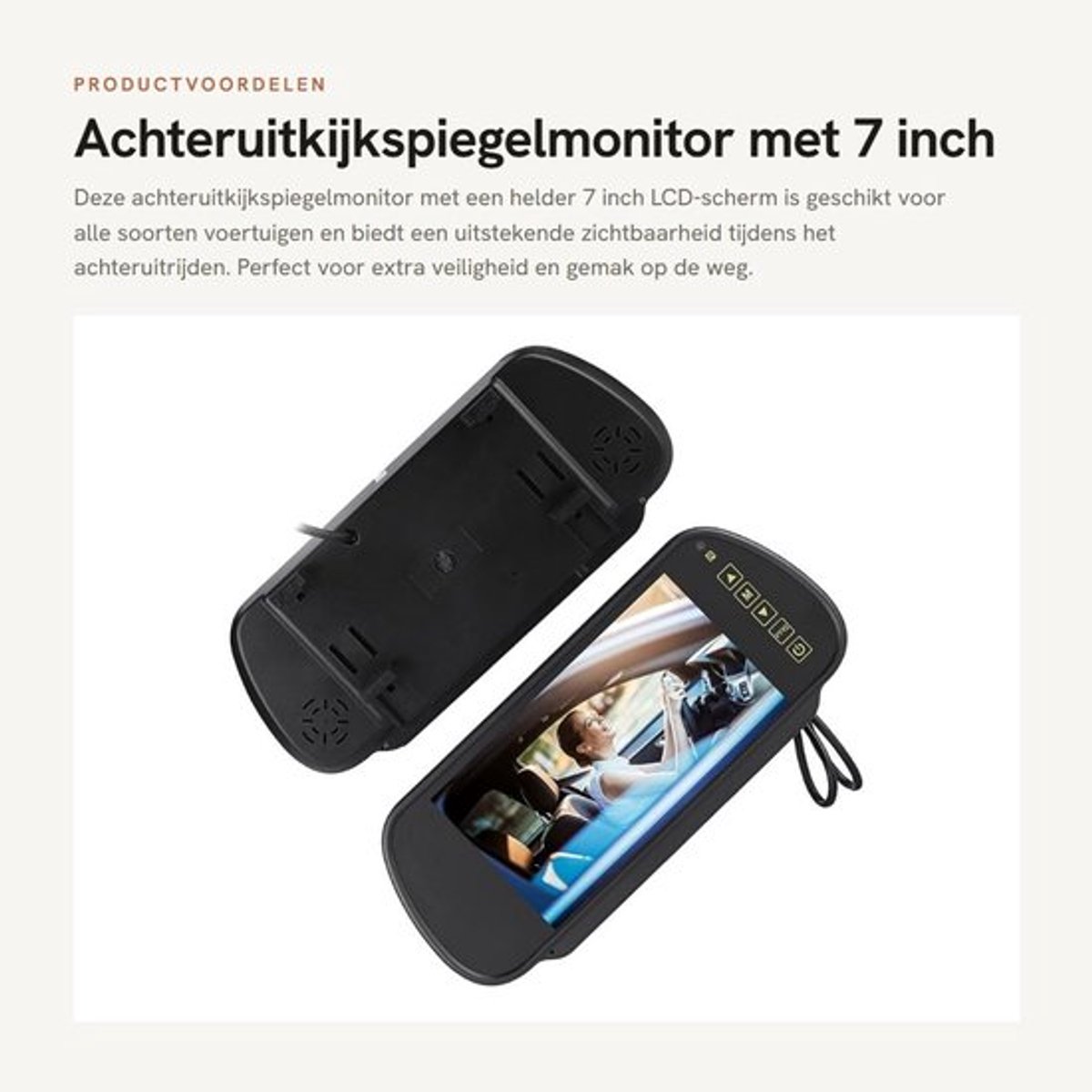 Achteruitkijkmonitor 7 Inch LCD-scherm - Back-upcamera - Video-interface - Geschikt voor voertuigen - Schokbestendig - Eenvoudige installatie - Back-upmonitor