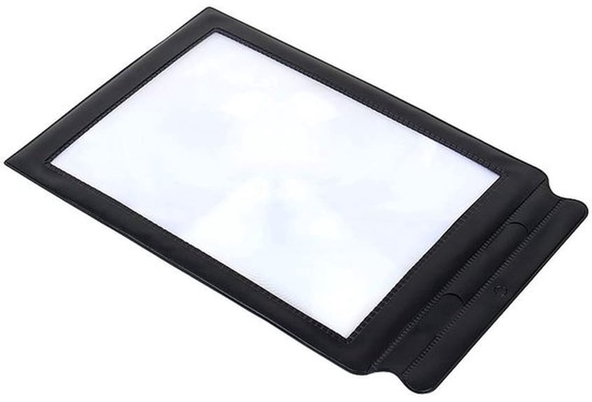 Vergrootglas Groot Paginagroot Fresnel - Leeshulp - 3x Vergroting - Flexibel Plastic - Zwart Vinylframe - Voor Lezen en Scannen - Leesloep