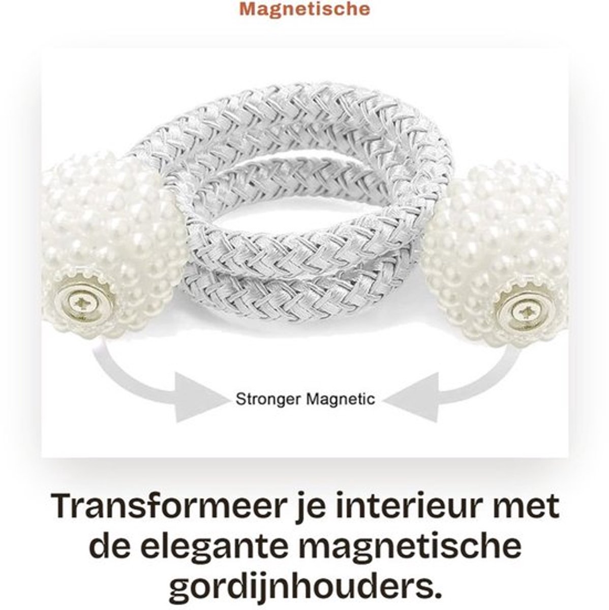 Gordijnhouders Magnetisch - Decoratieve Gordijnclips - Muurbevestiging - 2 Stuks - Verstelbare Lengte - Kogeldiameter 3 cm