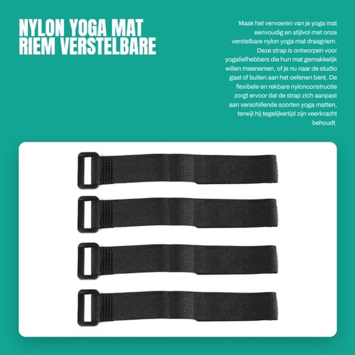Nylon Yoga Mat Riem - Verstelbare Draagriem - Flexibel en Duurzaam - Zwart - Yoga Accessoire - Geschikt voor Alle Yogamatten - Extra Comfort