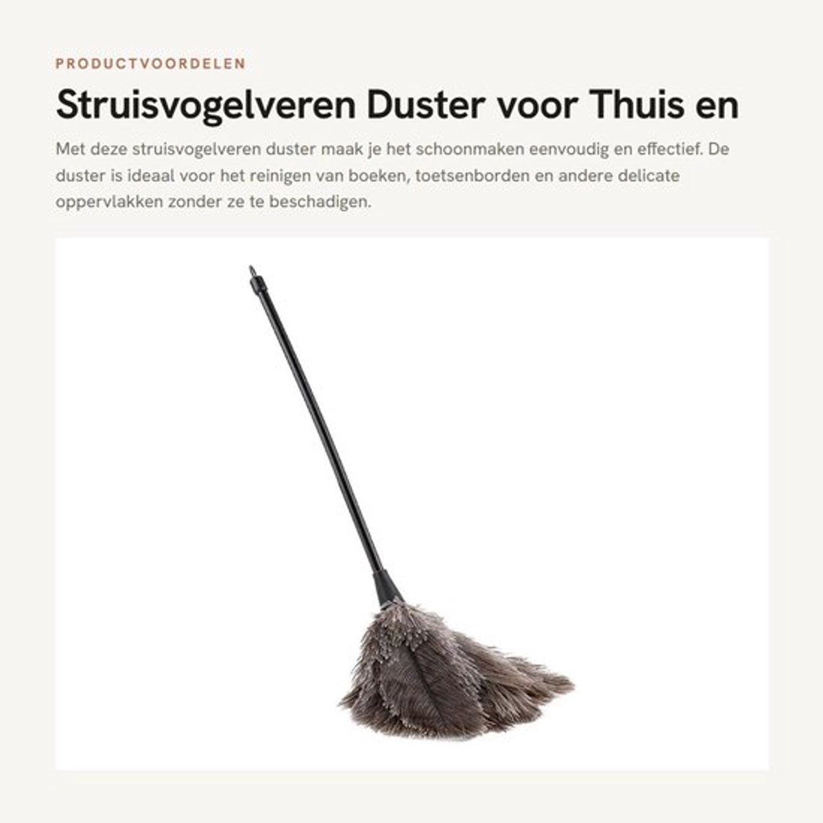 Struisvogelveren Duster - Hoogwaardige Kunststof - Wasbaar/Herbruikbaar - Multifunctioneel - Lichtgewicht - Ophangbaar Ontwerp - Stofdoek