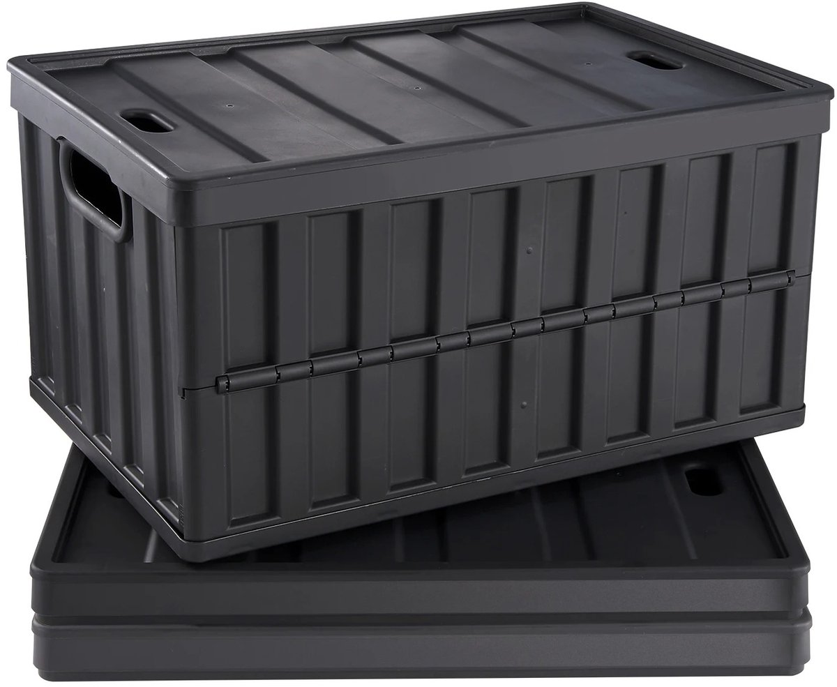 Opvouwbare Opbergbakken - Stapelbare Opbergkratten - Opbergboxen met Deksel - Ruimtebesparend - Set van 3 - 65L