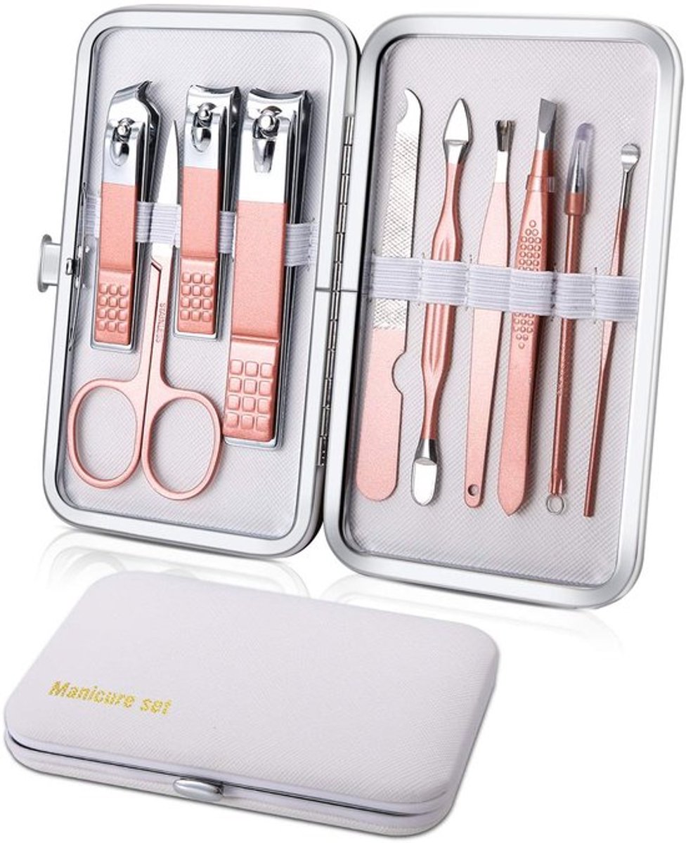 Manicure Set Premium - 10-delig - Nagelverzorging - Pedicure Set - Nagelschaar - Draagbaar - Lichtgewicht Etui - Nagelset