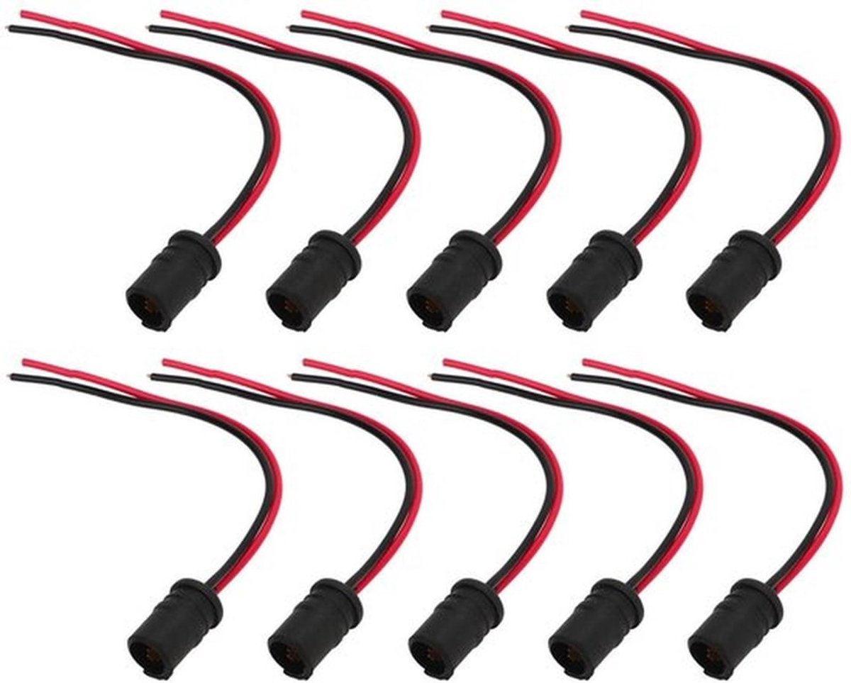 T10 Socket Houder - Waterdichte Connector - 10 Stuks - Geschikt voor Auto en Motor - LED Lamp Houder - Duurzaam en Betrouwbaar