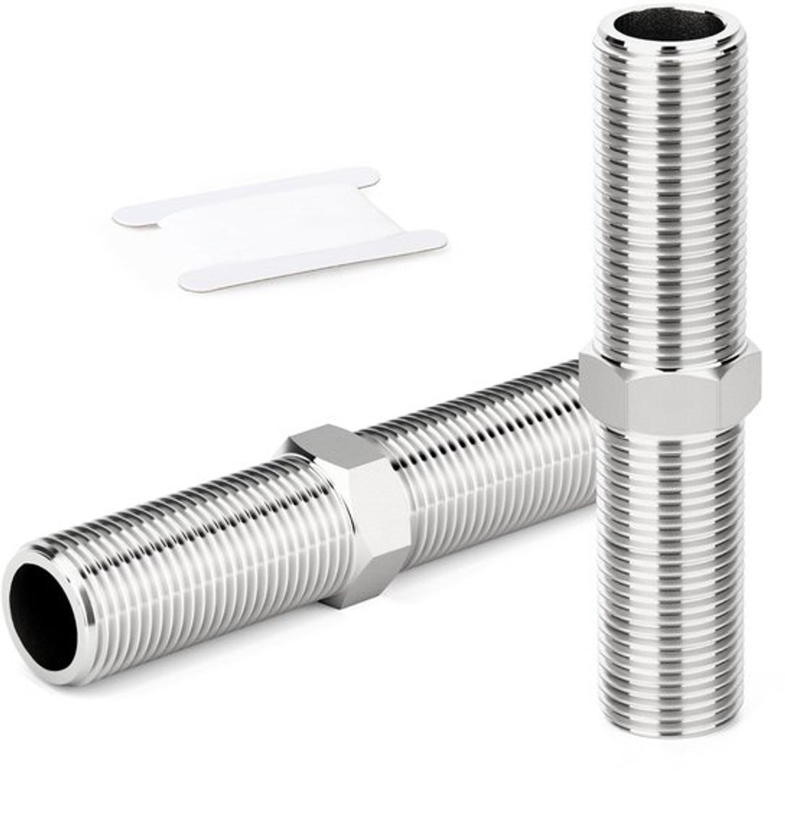 Zeskantnippel 304 Roestvrij Staal - 1/2" BSP Mannelijk - 100 mm Lengte - Verbindingsfitting - Corrosiebestendig - Diepe Schroefdraad - Fitting