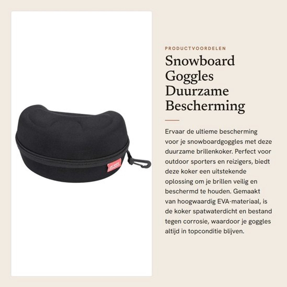 Snowboard Goggles Bescherming - Brillenkoker Hard Case - Draagbaar - Lichtgewicht - Spatwaterdicht - Ritsontwerp