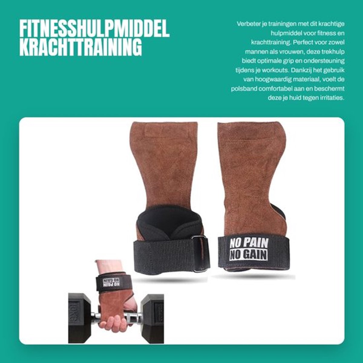 Trekhulp Professionele Kwaliteit - Powerlifting Straps - Krachttraining Accessoire - Slijtvast/Schokbestendig - Hoogwaardig Leer - Aangenaam Draagcomfort - Lifting Straps