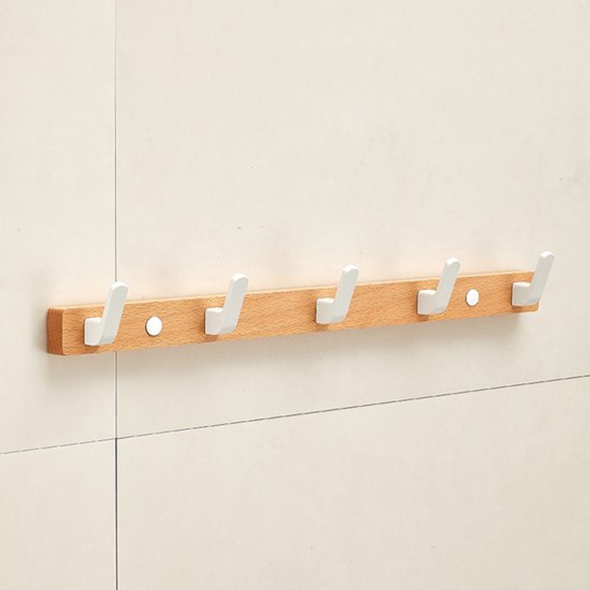 Kledinghaak, verdikte wand kleding- en hoedenhaak, wandhaak, haak, gebruikt als decoratieve haak voor jassen, tassen, handdoeken en hoeden (wit-5 haken)