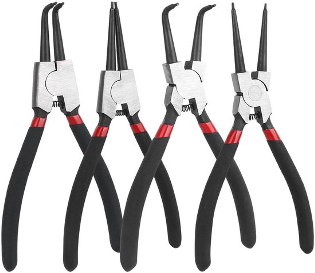 Borgringtangset 4-delig - Draagbare opbergtas - Koolstofstaal - Ergonomische handgreep - Voor binnen- en buitenzekeringen - Duurzaam en corrosiebestendig - Tangset