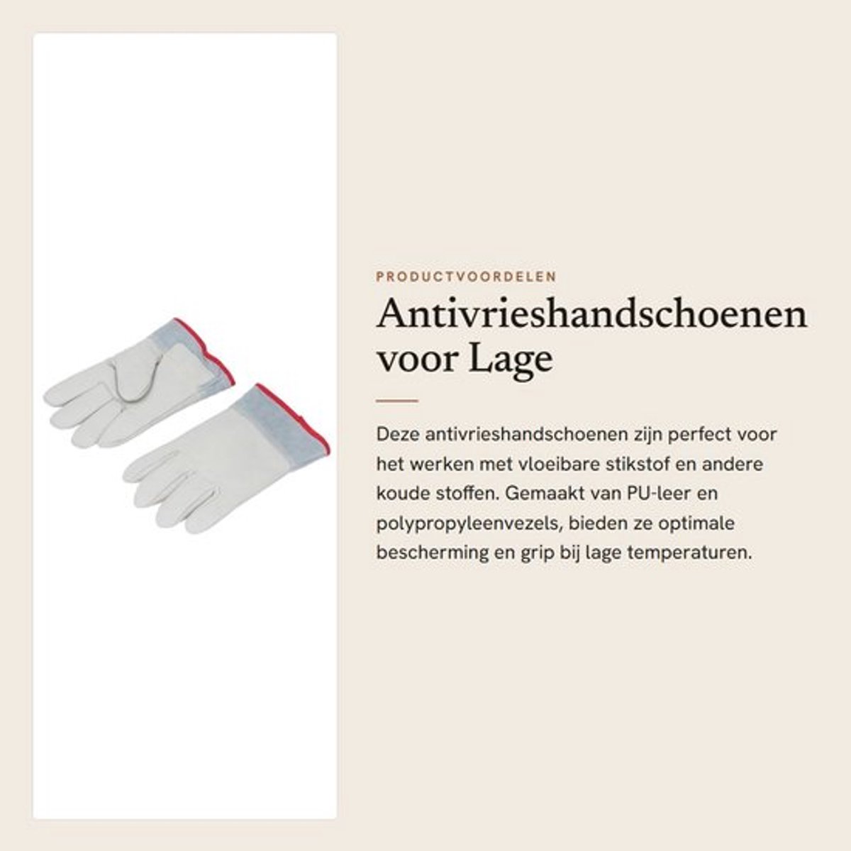 Antivrieshandschoenen 26 cm - PU-leer - Lage Temperatuurbestendig - Vloeibare Stikstof - Biomedisch Laboratorium - Extra Lengte - Werkhandschoenen