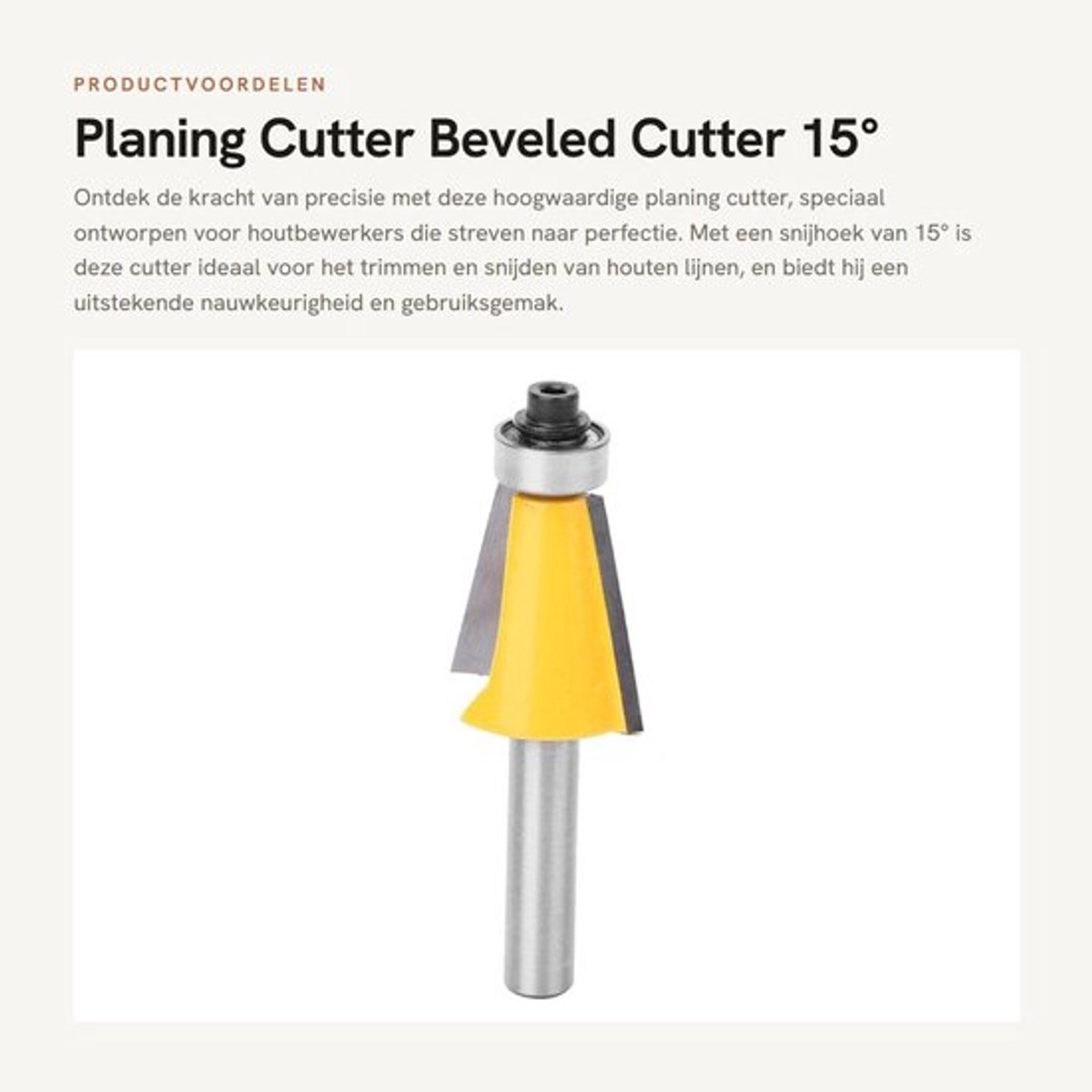 Planing Cutter - Beveled Cutter - 15° Planing Angle - 8 mm - Router Bits - Houtbewerking - Snijden van hout