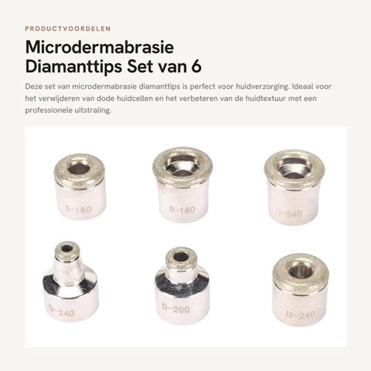 Diamanttips 6 Stuks - Microdermabrasie Vervangende Tips - Huidverzorging - Peeling Gezicht - Professioneel Gebruik - Metaal