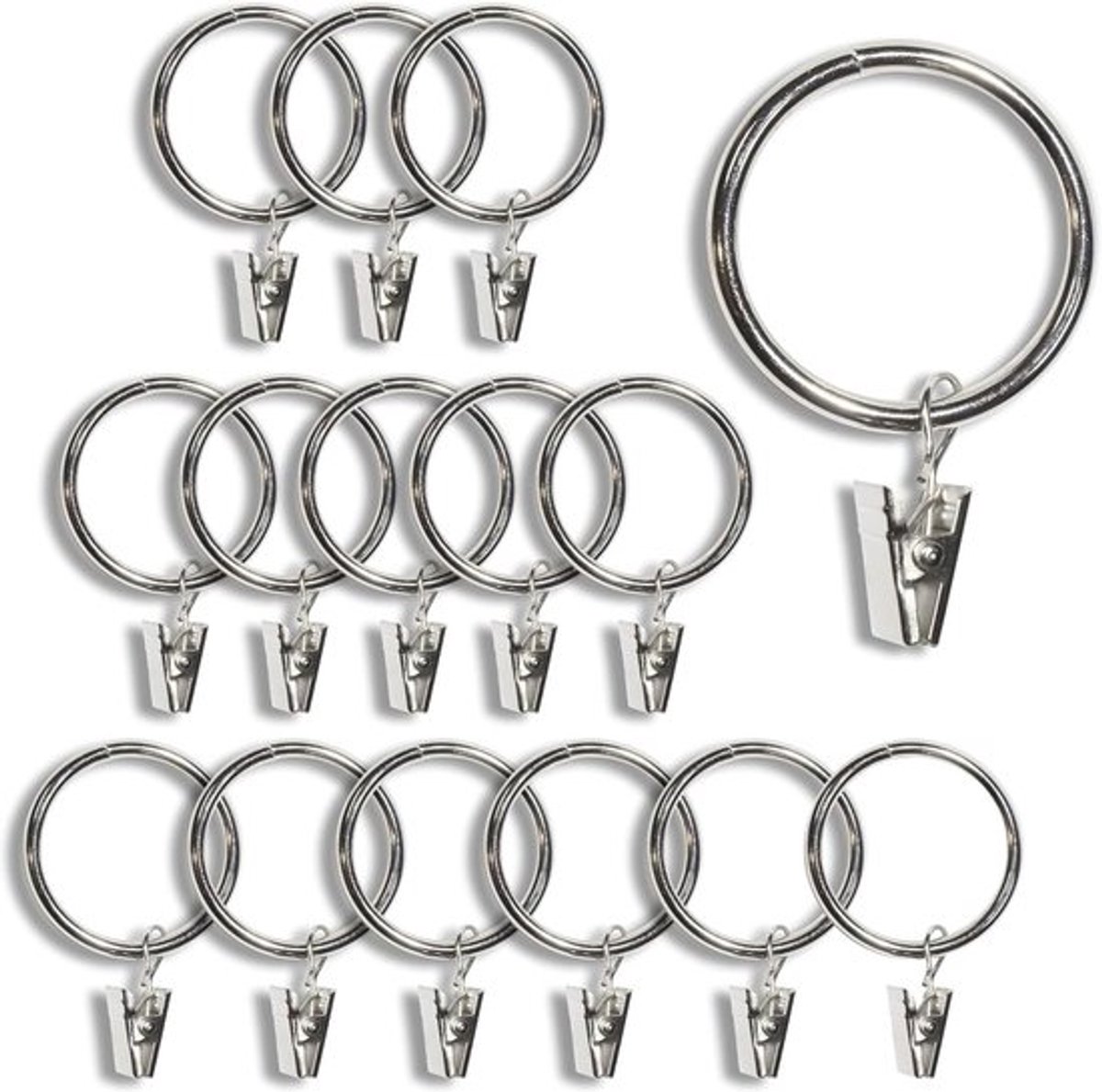 Gordijnringen 24 Stuks - Metalen Ringen met Clips - 32 mm Binnenste Diameter - Decoratieve Hanger - Voor Gordijnen/Ramen - Gordijnhaken