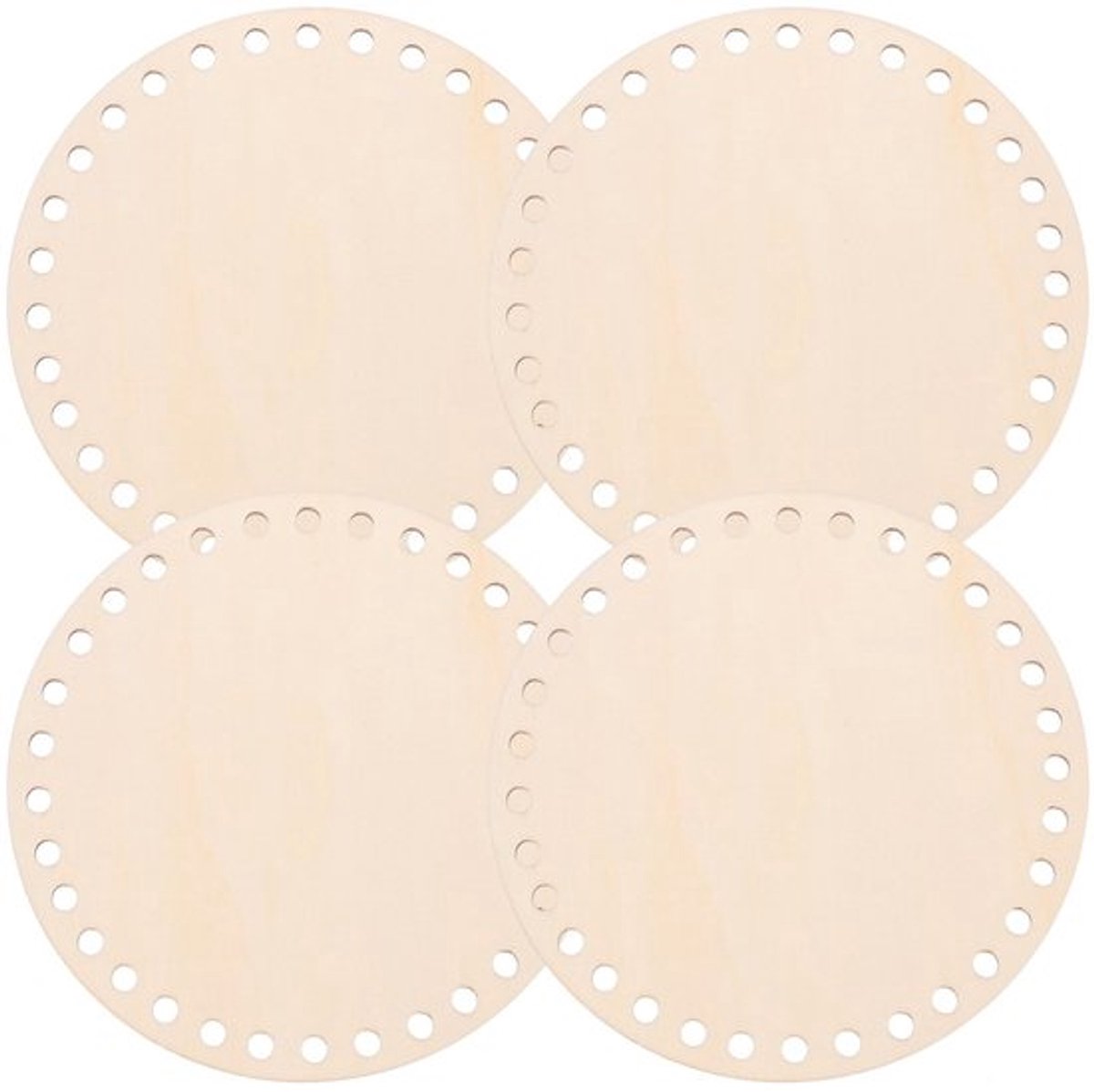 Mand 4 Stuks - Gehaakte Mand - Houten Mand - Knutsel Mand - Mand voor Cirkels - Natuurlijk Hout - Opbergmand