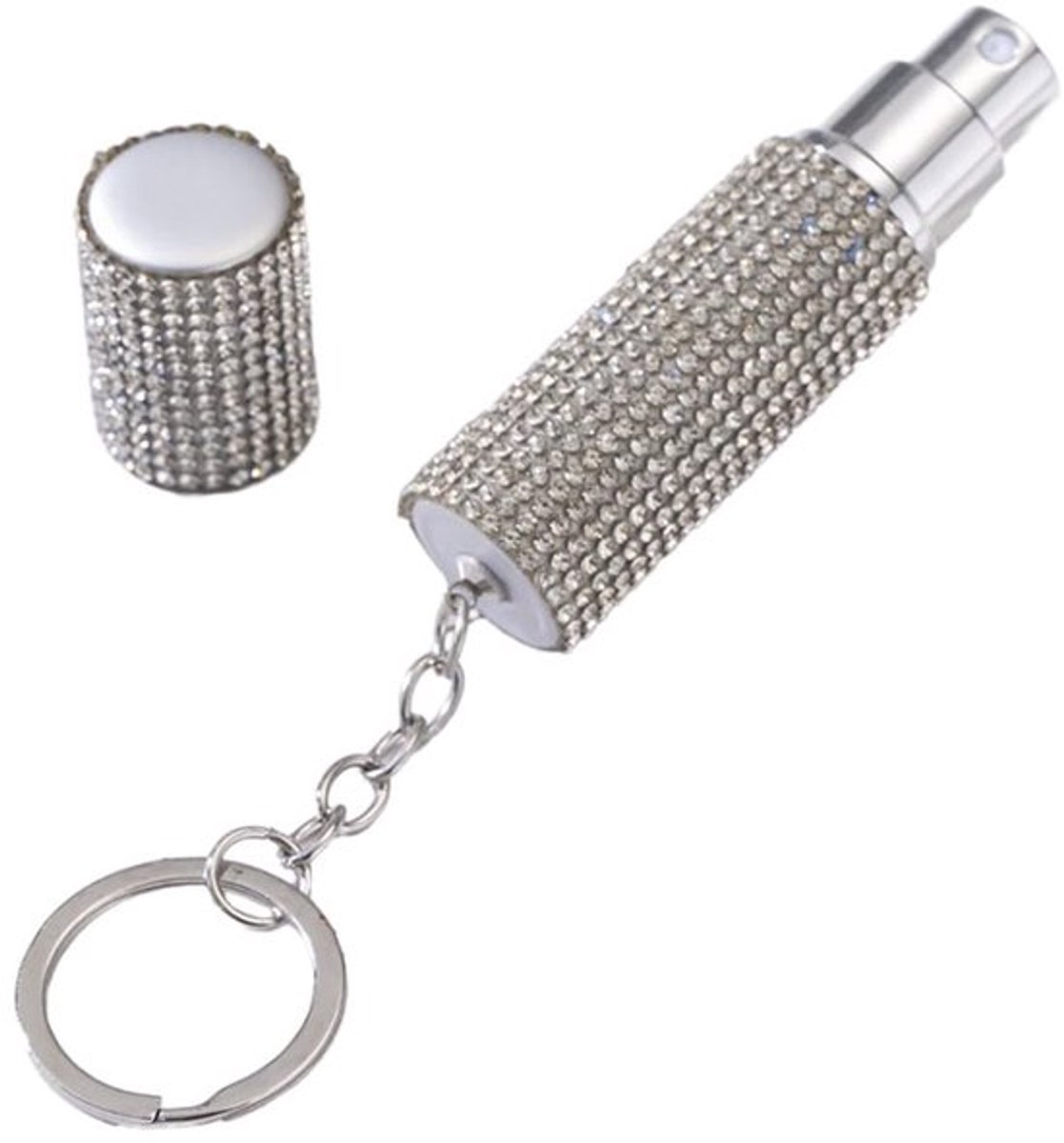 Parfumverstuiver 5ml - Navulbaar - Sleutelhanger - Draagbare Spuitfles - Strass/Metaal - Voor Reizen - Parfumfles