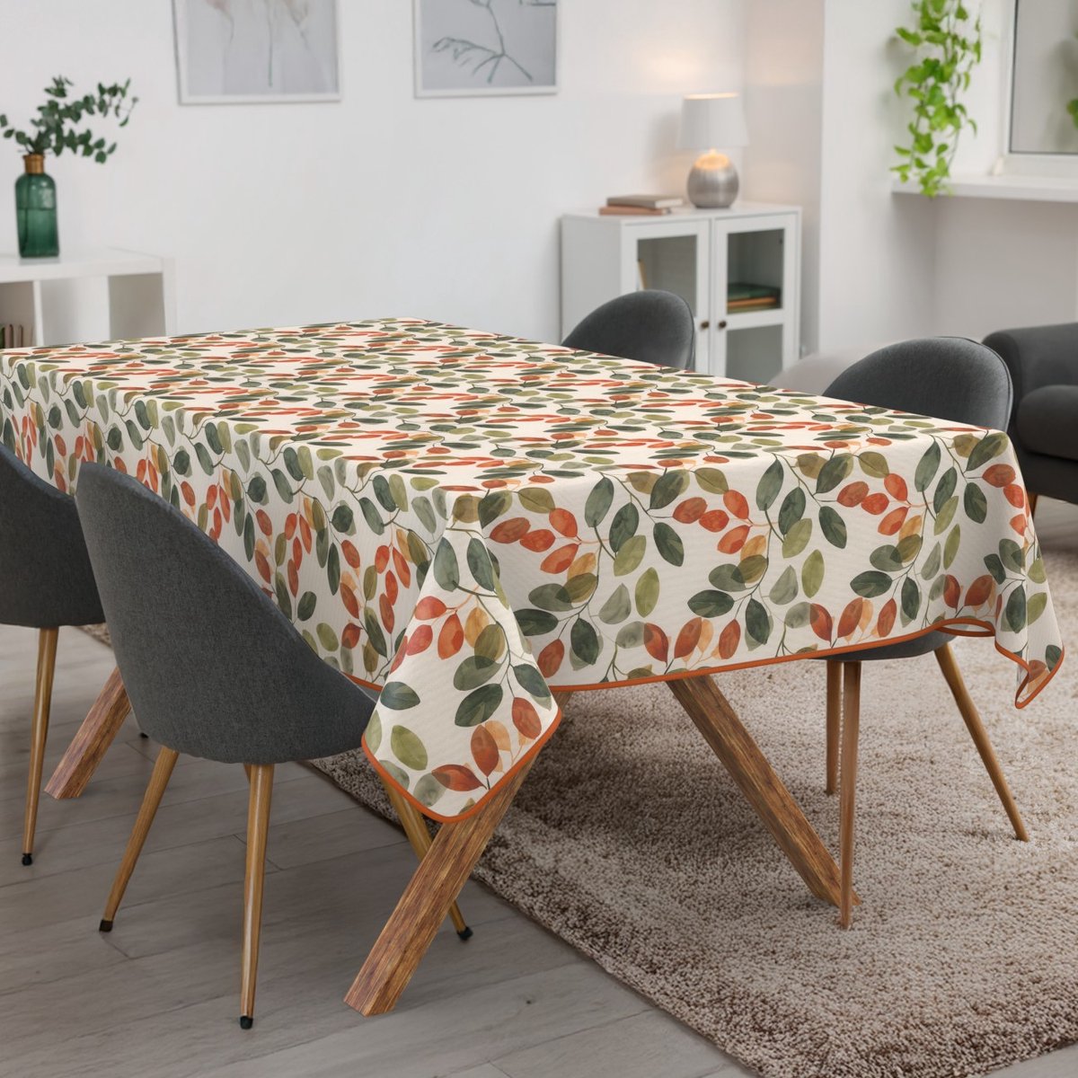 ANRO Tafelkleed Olijftakken Meerkleurig 140x120cm Met sierband Afwasbaar Waterafstotend