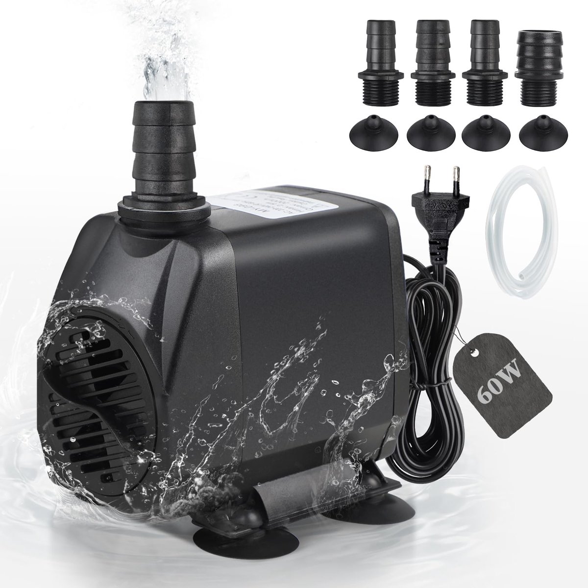 SnelShoppen - EXLECO Dompelpomp 3500 l/u - Ultra Stille Waterpomp - Eco-Filterpomp met 4 Sproeiers en 2 m Kabel - Perfect voor Aquarium, Tuin en Fonte