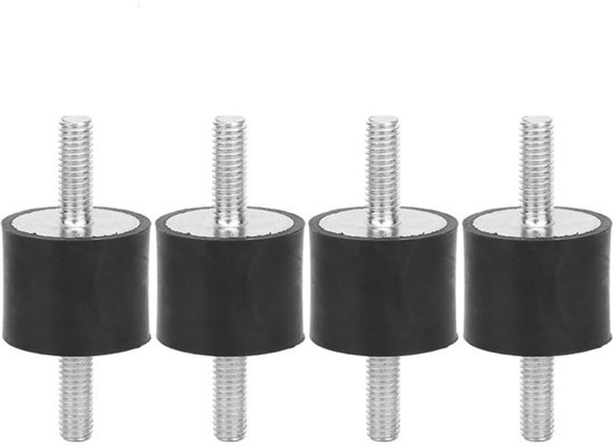 Rubber Mounts 4 Stuks - Trillingen Isolator - Anti Vibratie Silentbloc - Dempingselementen - Zwart/Zilver - Geschikt voor Luchtcompressoren/Benzinemotoren - Trillingsisolator