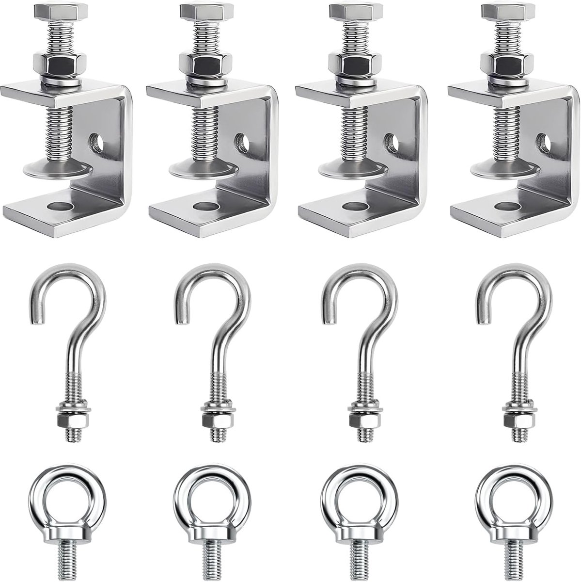 SnelShoppen - Set van 12 C Klemmen, Verstelbare Draagklem, Roestvrijstaal, Klemhouder met 30 mm Bekopening, Schroefklem voor Klussen en Tuinwerk, Stev