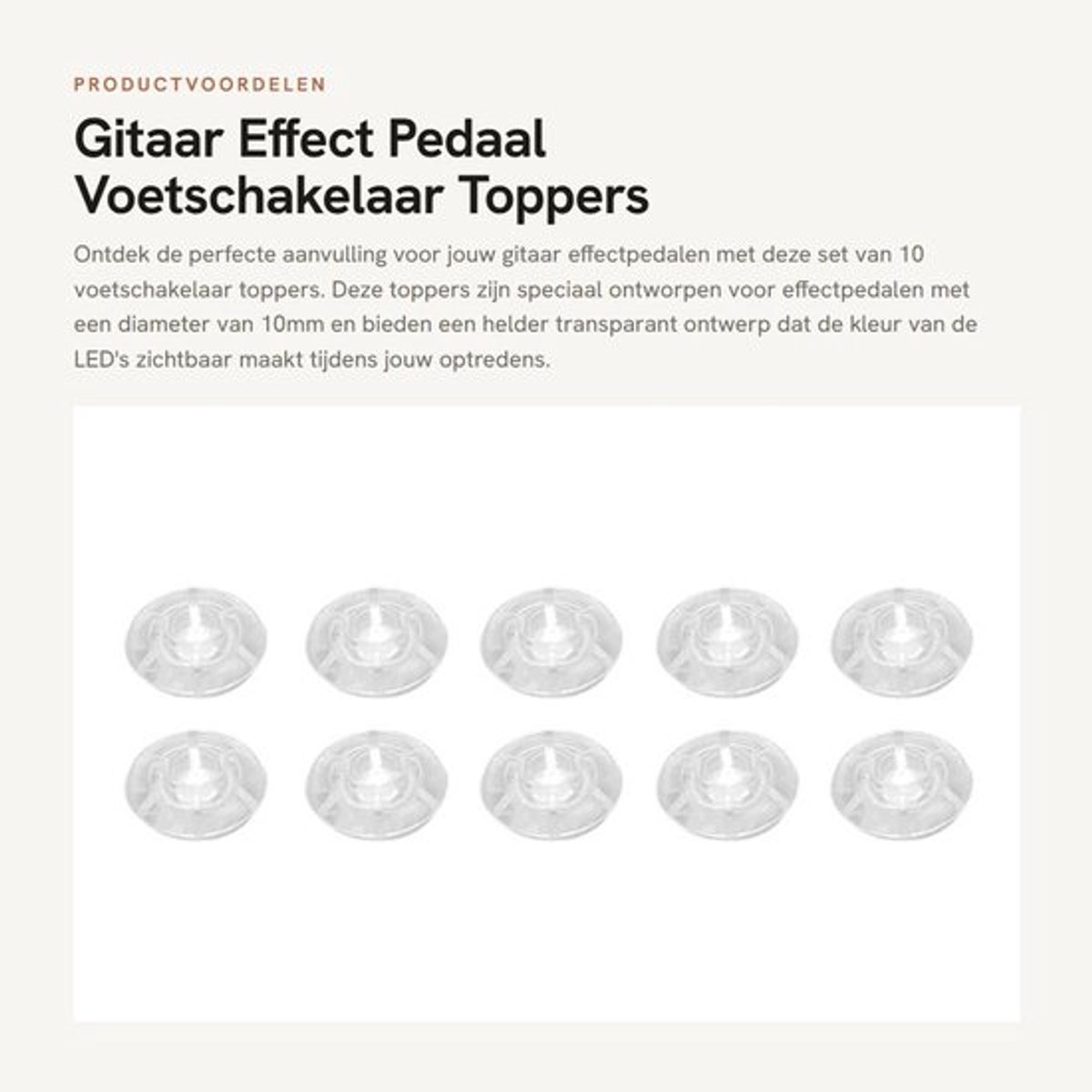 Voetschakelaar Paddenstoel - 10 Stuks - Transparant - Universeel - Geschikt voor 10mm Pedalen - Vermindert Fouten - Effectpedaal