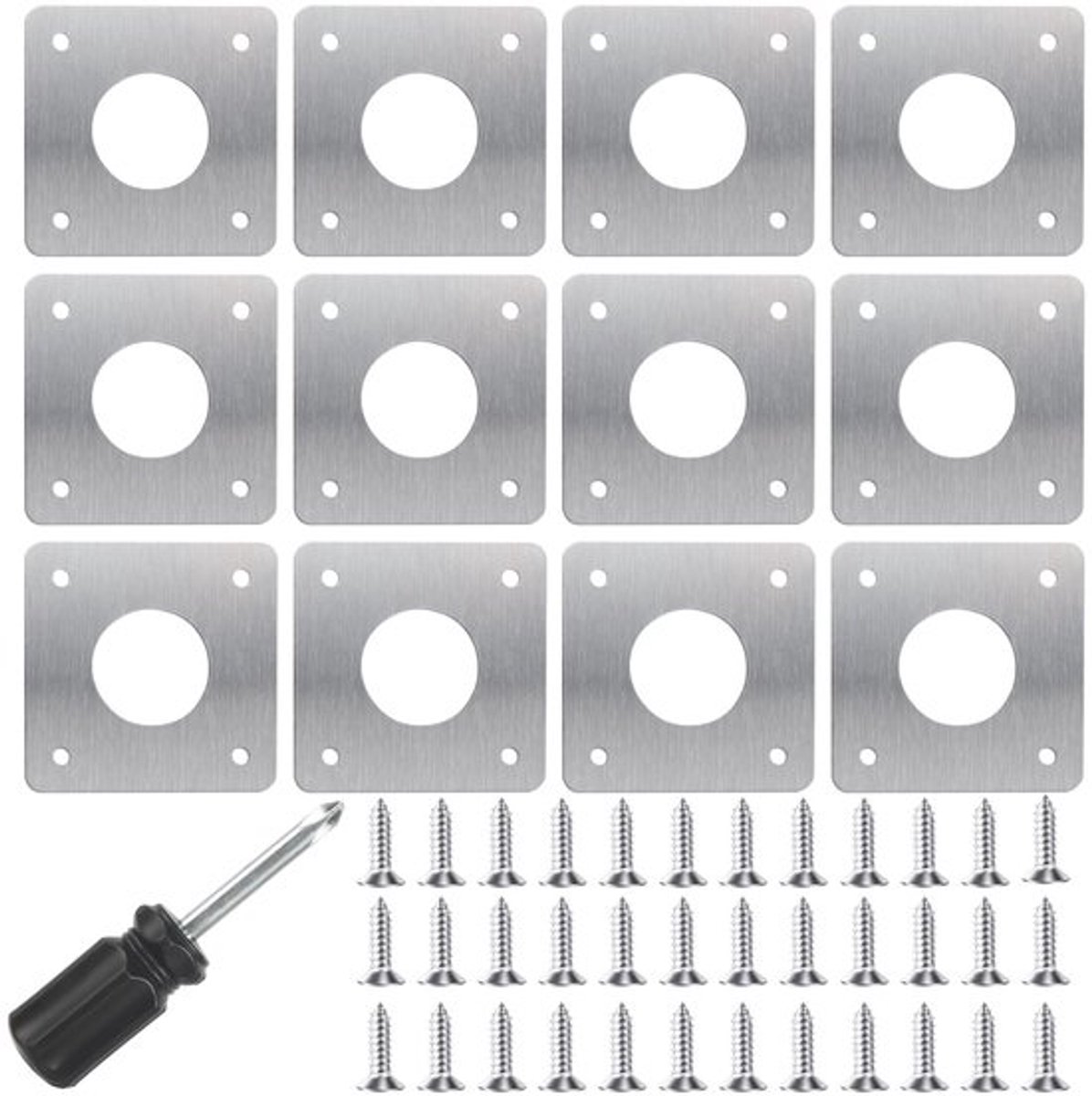 Beschermplaten 12 Stuks - Metalen Platen 32 mm - Roestvrij Staal - Vogelhuisjes - Accessoires Broedkasten - Weerbestendig en Duurzaam - Nestkast
