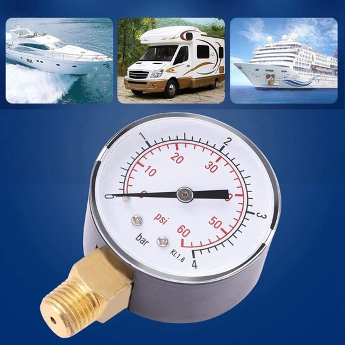 Drukmeter Dubbele Schaal - Drukmeter voor Water/Olie - Druktester - 1/4 Inch NPT - Roestvrij Stalen Behuizing - Eenvoudige Installatie