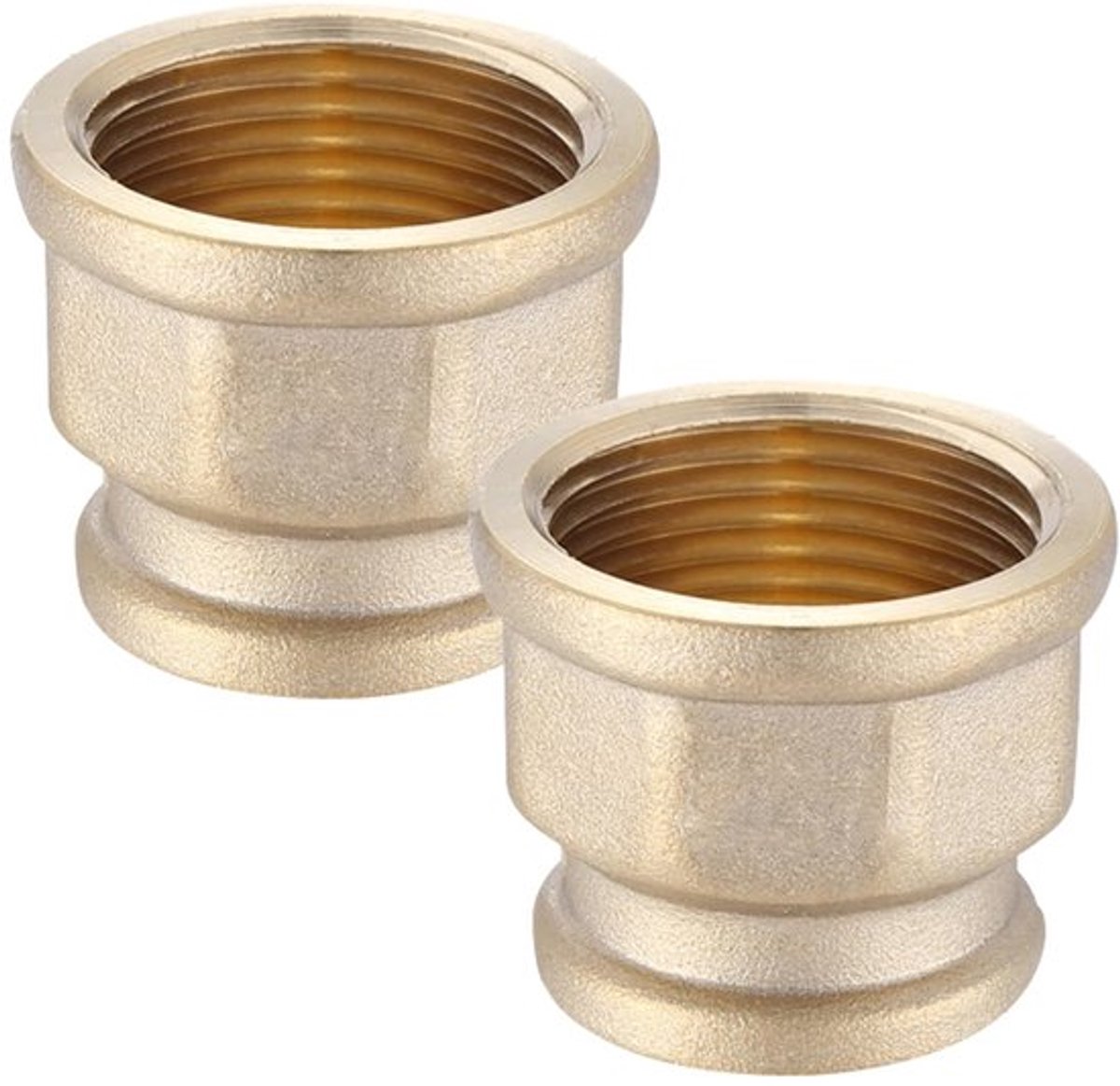 Verloopmof 1 inch x 1/2 inch - 2 Stuks - Messing - Sanitaire Verbindingen - Drinkwater - Controleer Afmetingen - Reduceermof