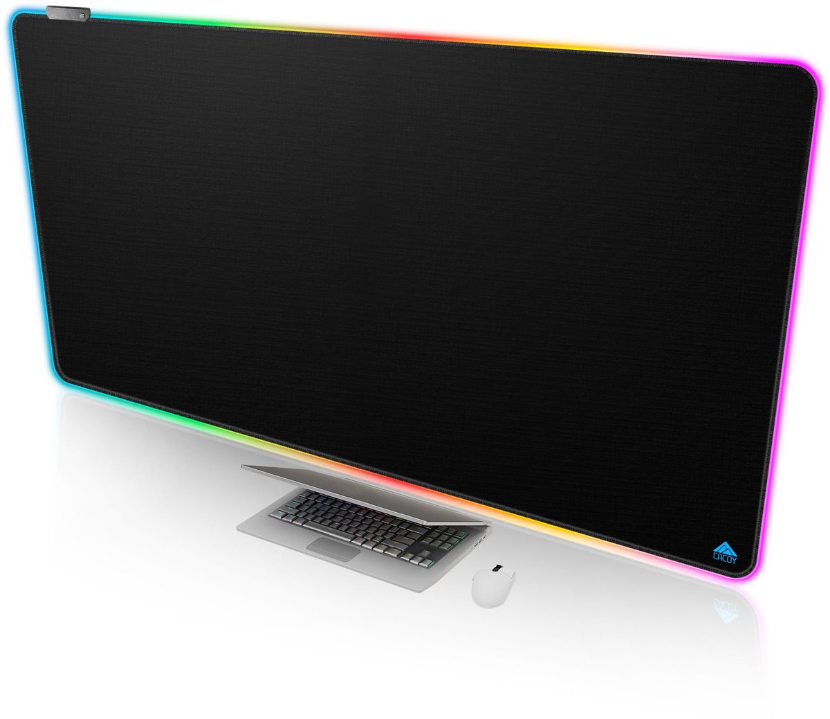 SnelShoppen - XXL RGB Gaming Muismat 1400 x 700 mm met 11 Verlichtingsmodi, Antislip Bureauonderlegger voor PC, Perfect voor Gaming en Thuiswerk, Grot