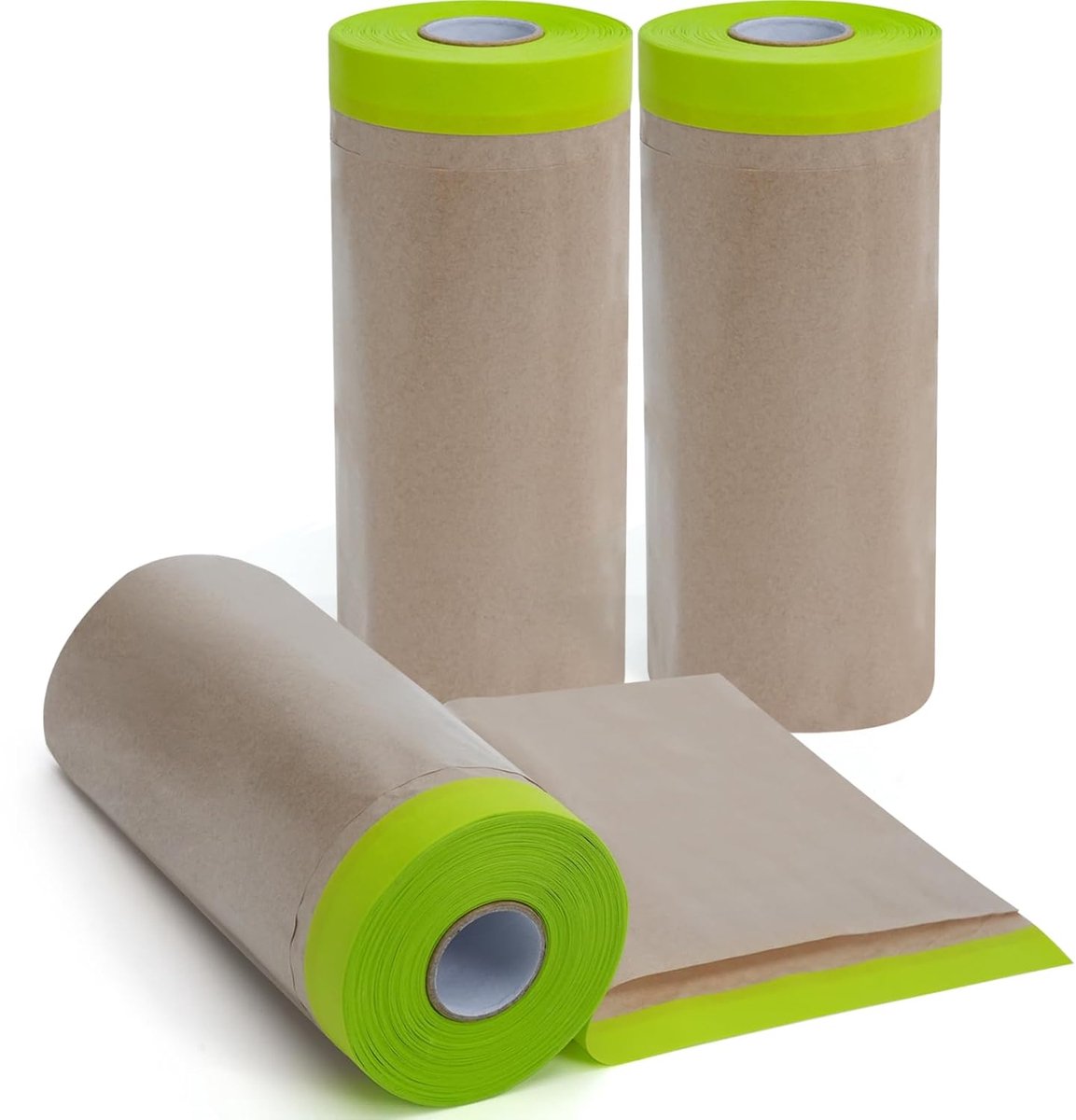 Afdekpapier 300 mm x 15 m - voorgetapt met plakband - bruin papier - ideaal voor spuiten - ShopVlot