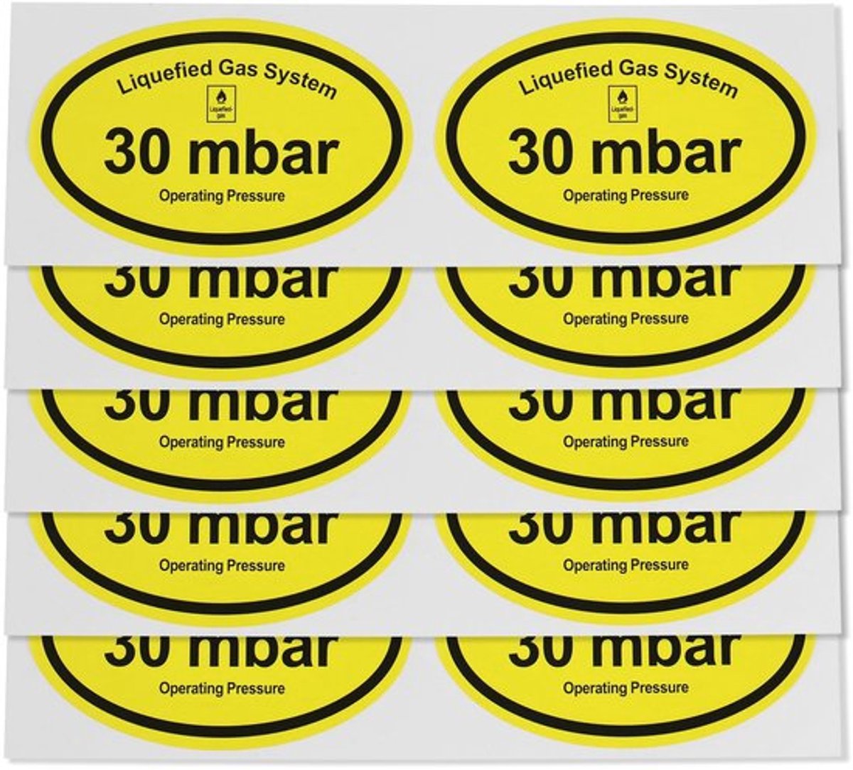 Werkdruk Sticker 10 Stuks - PVC - Waterdicht - Compact 9,2x5,8 cm - Duidelijke Drukindicatie - Duurzaam voor Buitengebruik - Druksticker