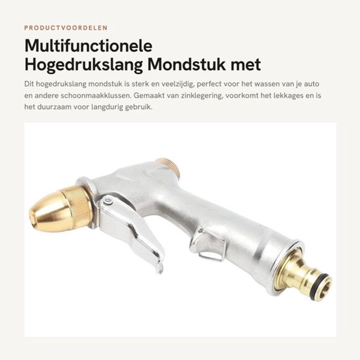 Watersproeier Hoogdruk - Sproeikop Instelbaar - 4 Modi - Zinklegering - Stevig en Duurzaam - Voor Tuin en Auto - Tuinsproeier