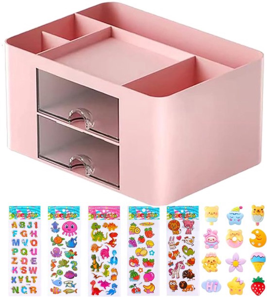 Bureau-organizer multifunctioneel - Bureau-organizer met lades - Tafelorganizer - Pennenhouder - Ruimtebesparend - Hoogwaardige kunststof 19,5 x 14 x 10 cm