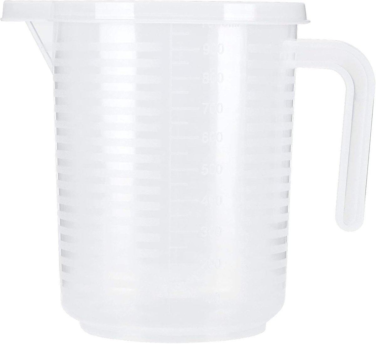 SnelShoppen - Plastic Maatbeker 1000ml met Deksel - Duurzaam, BPA-vrij, Schokbestendig, Voor Koken en Bakken in de Keuken